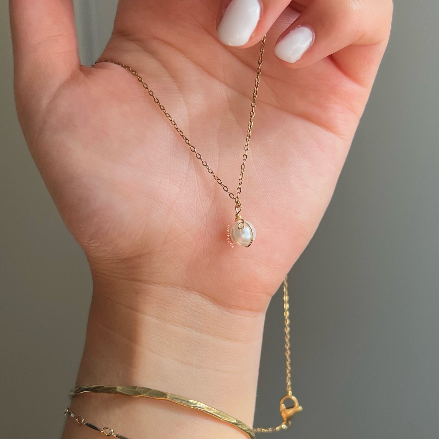 Gold Looped Pearl Necklace