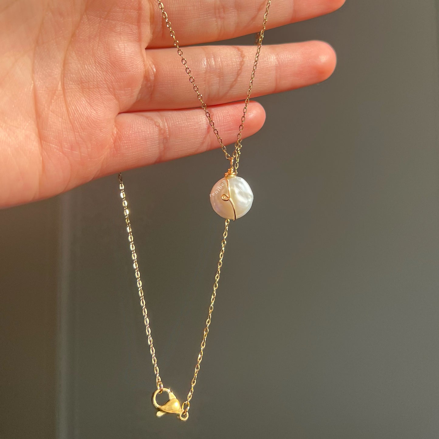 Gold Looped Circle Pearl Necklace
