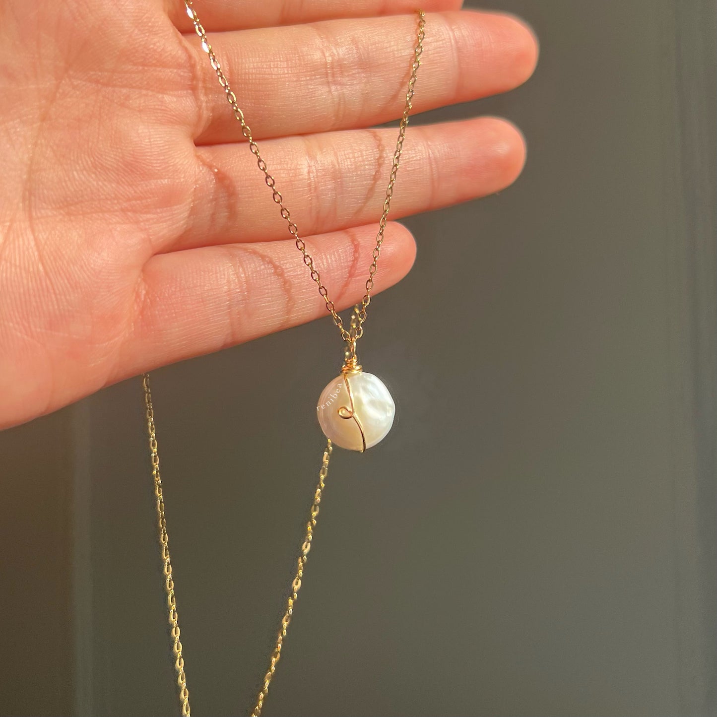 Gold Looped Circle Pearl Necklace